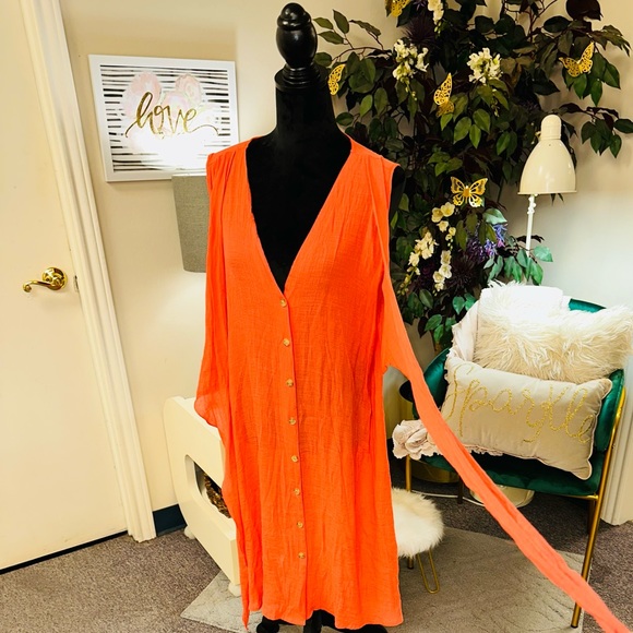 Mlle Gabrielle Lined Rustic Tangerine / Orange Hi-low Hem Maxi Dress Size XL - Picture 7 of 9